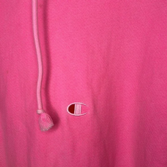 Champion Pink Hoodie Sweatshirt Distressed Size Large - Picture 5 of 7